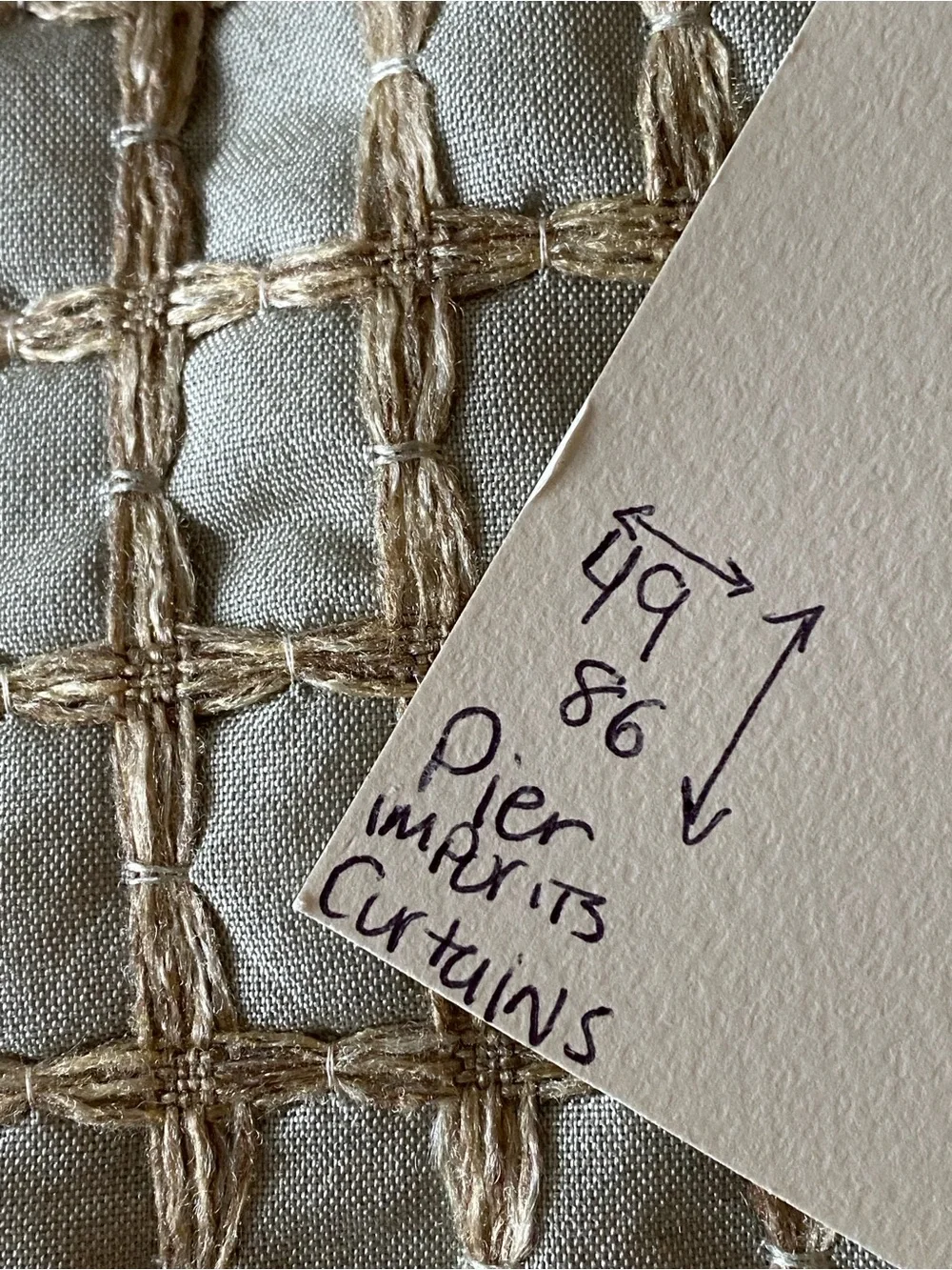 Pier 1 Imports Embroidered Curtain Panels Set of 4 50x86 Beige sage Lattice New - Picture 3 of 7